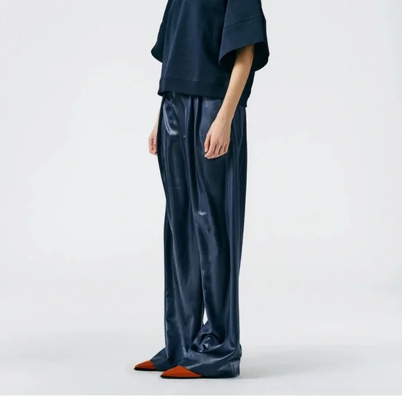 Tibi Celia Drape Stella Pant-Navy - Picture 3 of 4